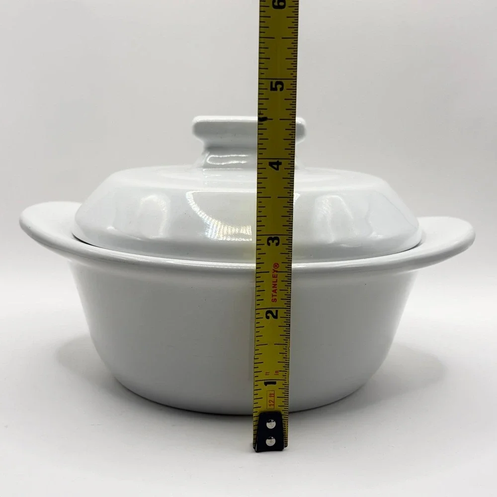 Pampered Chef Mini Casserole Dish with Lid White Orange holds 3‎ Cups